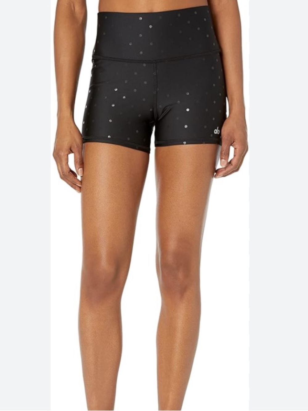 ALO airlift High Waist Bike Shorts with Silver Dot Print